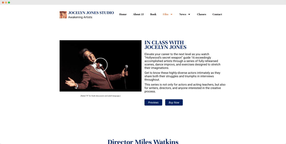 Jocelyn Jones Studio website design view 1