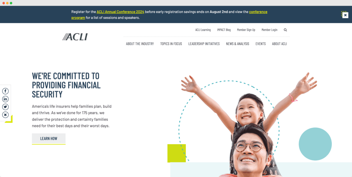 The American Council of Life Insurers (ACLI) website design view 2