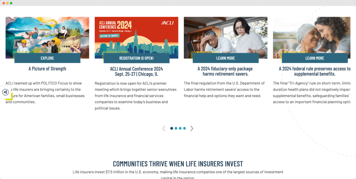 The American Council of Life Insurers (ACLI) website design view 1