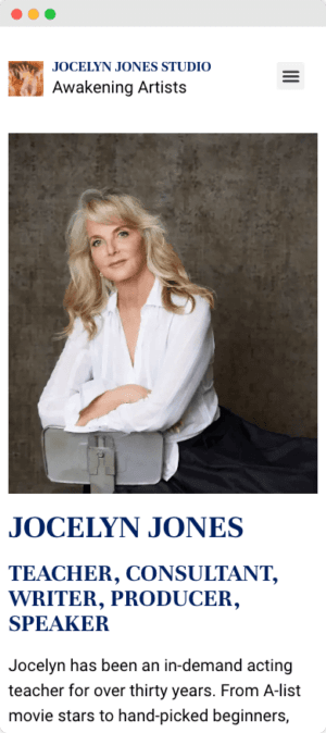 Jocelyn Jones Studio mobile website mockup rear view