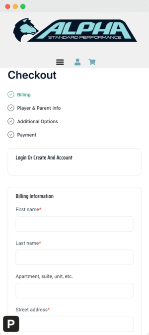 Alpha Standard Performance mobile website mockup angled view