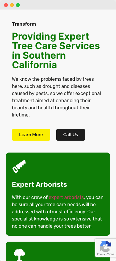 West Coast Tree Co. mobile website mockup angled view
