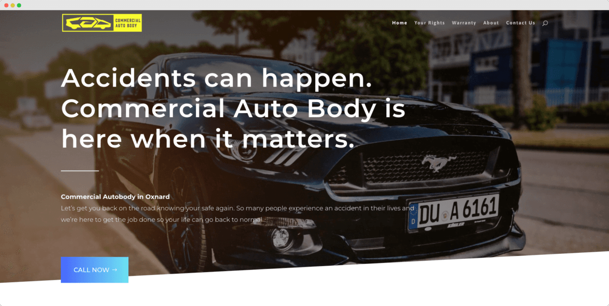 Commercial Auto Body website design view 2