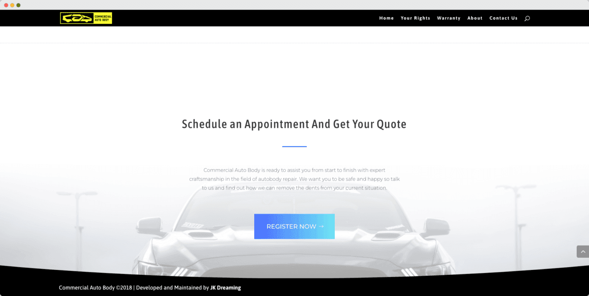 Commercial Auto Body website design view 1