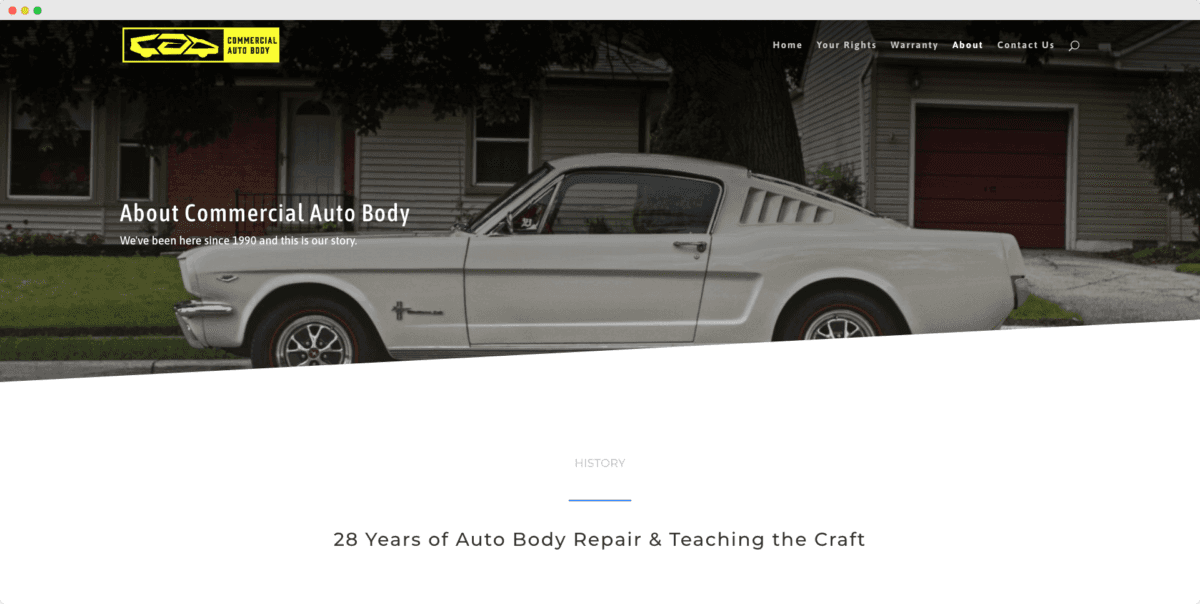 Commercial Auto Body website design view 3