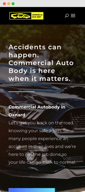 Commercial Auto Body mobile website mockup front view