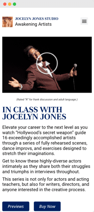 Jocelyn Jones Studio mobile website mockup front view