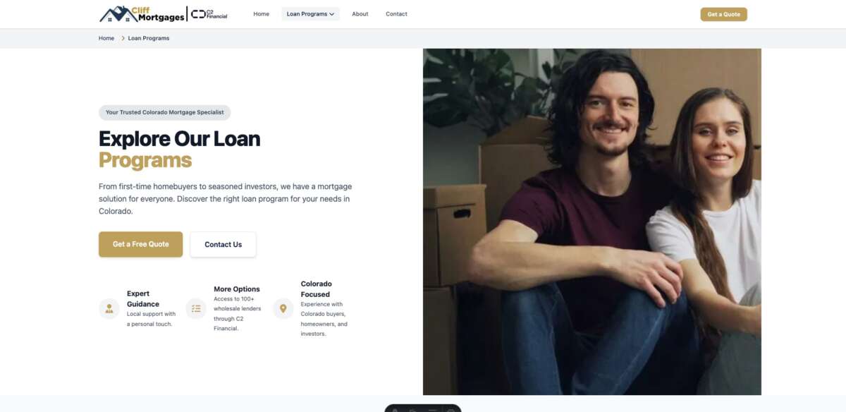 CliffMortgages.com website design view 3
