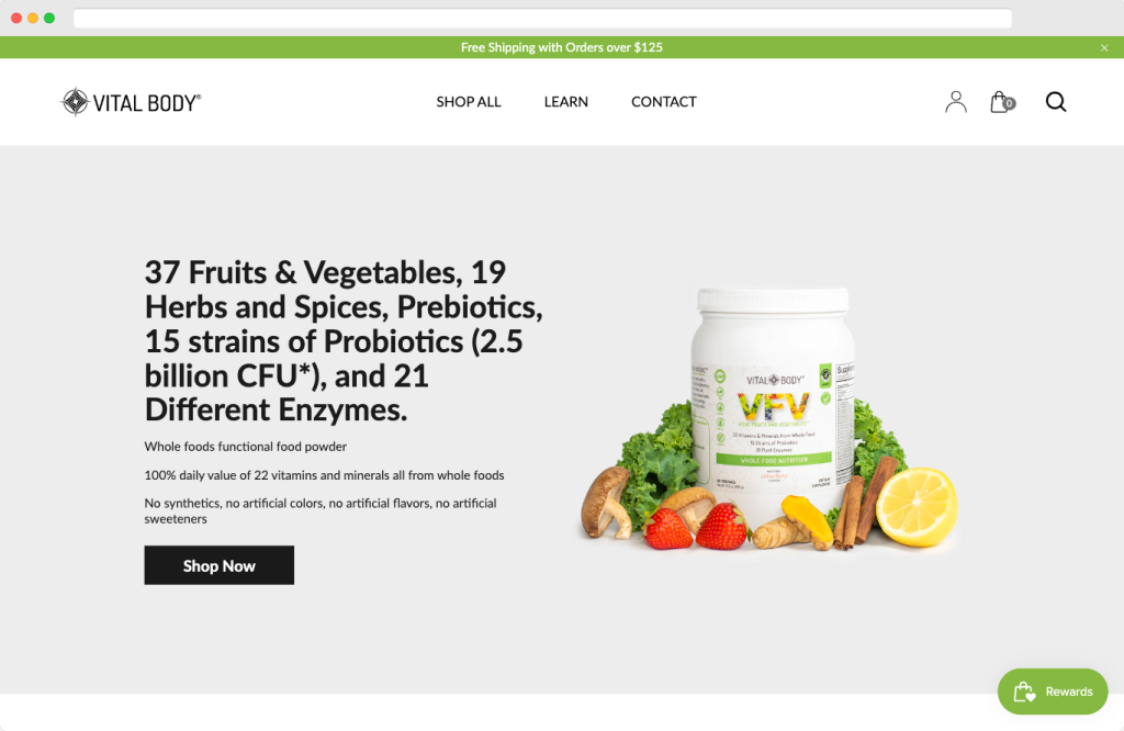 Vital Body Website E-Commerce Web Development