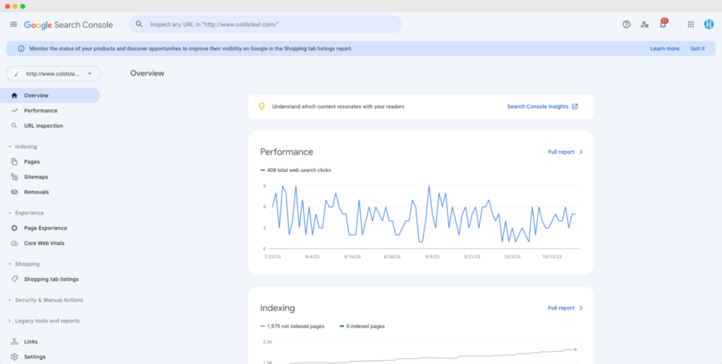 Google Search Console for monitoring your sites health