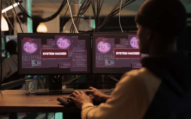 Criminal committing cyberattack on government system