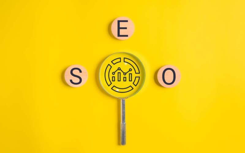 SEO text on wooden cube, Search engine optimization ranking, SEO