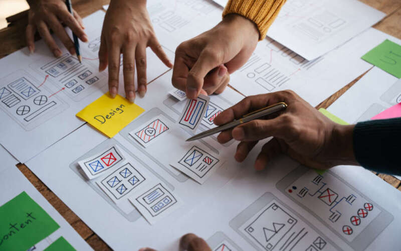 ux Graphic designer creative sketch planning application process development prototype wireframe for